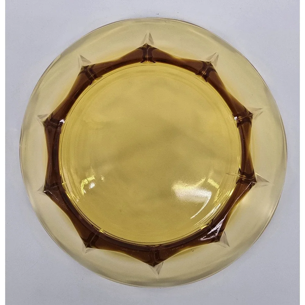 Vintage 70s Anchor Hocking Amber Glass Bowl Panel Slant Side Scalloped‎ Rim 8x3